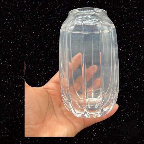 European Art Glass Vase Crystal Clear Mid Century Vintage Glass 6”T 2”W - Picture 11 of 11